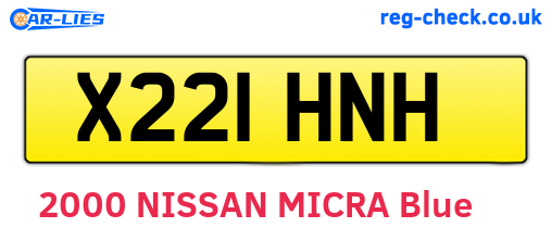 X221HNH are the vehicle registration plates.