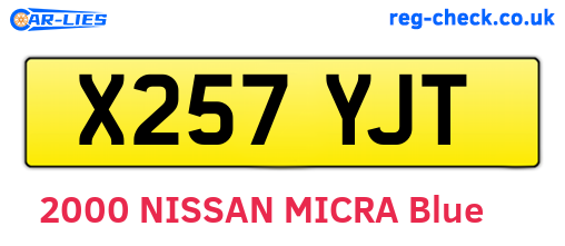 X257YJT are the vehicle registration plates.