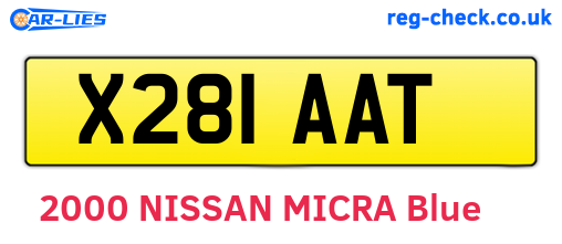 X281AAT are the vehicle registration plates.