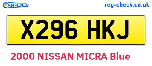 X296HKJ are the vehicle registration plates.