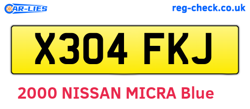 X304FKJ are the vehicle registration plates.