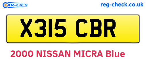 X315CBR are the vehicle registration plates.
