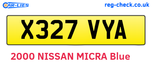 X327VYA are the vehicle registration plates.