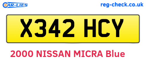 X342HCY are the vehicle registration plates.