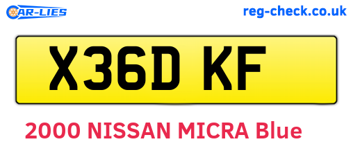 X36DKF are the vehicle registration plates.