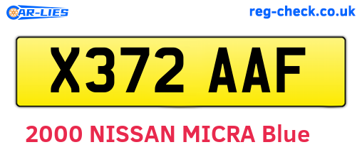 X372AAF are the vehicle registration plates.