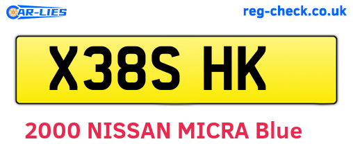 X38SHK are the vehicle registration plates.