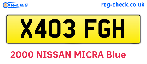 X403FGH are the vehicle registration plates.