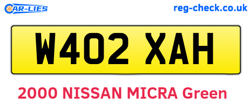 W402XAH are the vehicle registration plates.