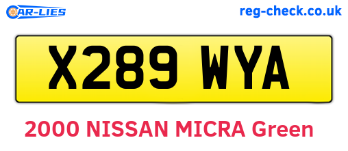 X289WYA are the vehicle registration plates.