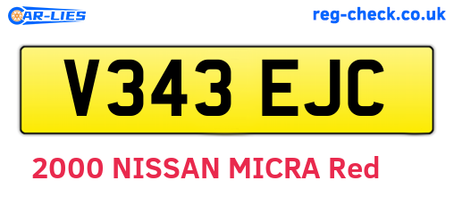 V343EJC are the vehicle registration plates.