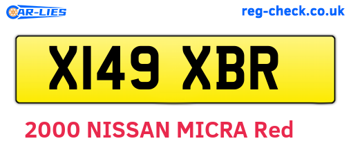 X149XBR are the vehicle registration plates.