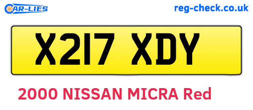 X217XDY are the vehicle registration plates.