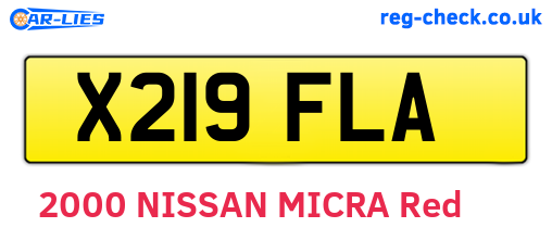 X219FLA are the vehicle registration plates.