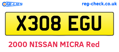 X308EGU are the vehicle registration plates.