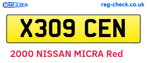 X309CEN are the vehicle registration plates.