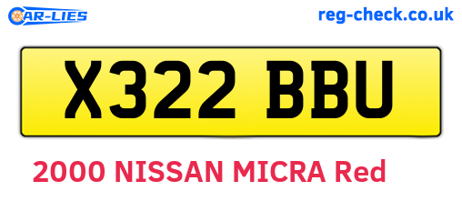 X322BBU are the vehicle registration plates.