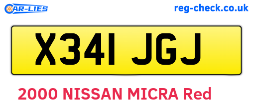 X341JGJ are the vehicle registration plates.