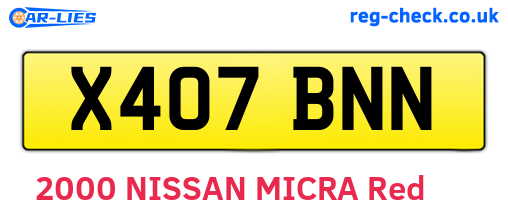 X407BNN are the vehicle registration plates.