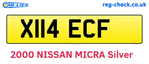 X114ECF are the vehicle registration plates.