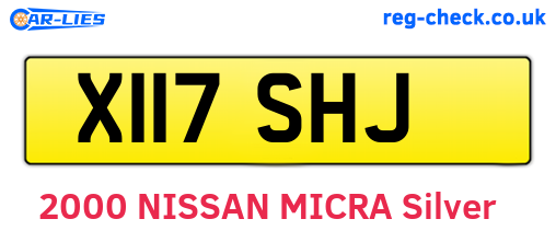 X117SHJ are the vehicle registration plates.