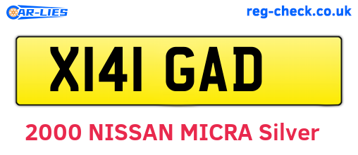 X141GAD are the vehicle registration plates.