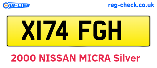X174FGH are the vehicle registration plates.