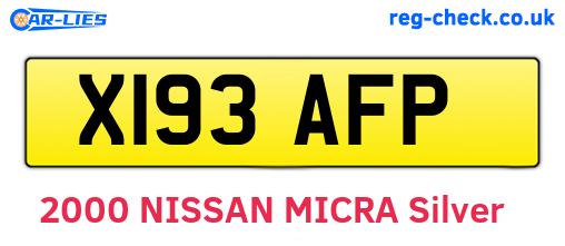 X193AFP are the vehicle registration plates.