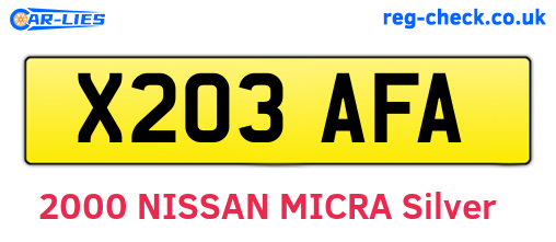 X203AFA are the vehicle registration plates.
