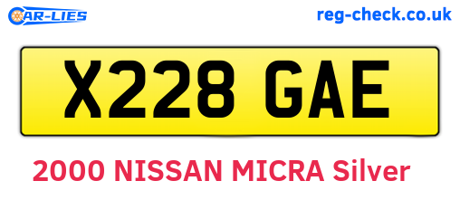 X228GAE are the vehicle registration plates.