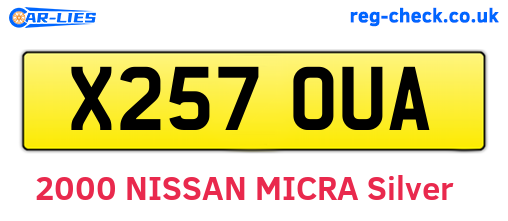 X257OUA are the vehicle registration plates.
