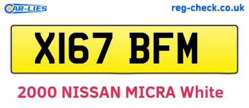 X167BFM are the vehicle registration plates.