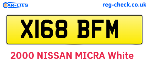X168BFM are the vehicle registration plates.
