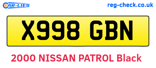 X998GBN are the vehicle registration plates.