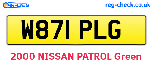 W871PLG are the vehicle registration plates.