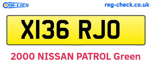 X136RJO are the vehicle registration plates.