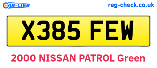 X385FEW are the vehicle registration plates.