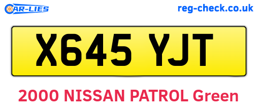 X645YJT are the vehicle registration plates.