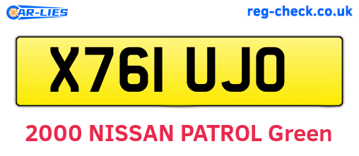 X761UJO are the vehicle registration plates.