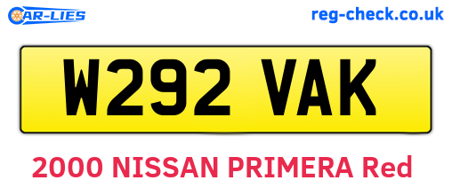 W292VAK are the vehicle registration plates.