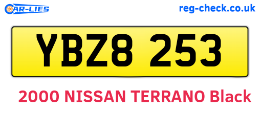 YBZ8253 are the vehicle registration plates.