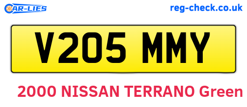 V205MMY are the vehicle registration plates.
