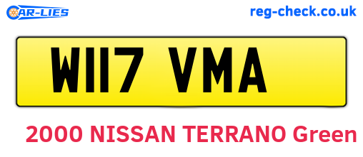 W117VMA are the vehicle registration plates.