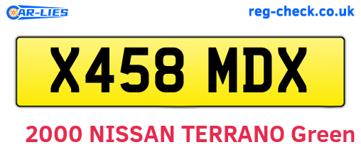 X458MDX are the vehicle registration plates.