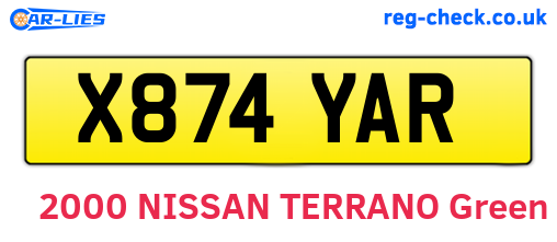 X874YAR are the vehicle registration plates.