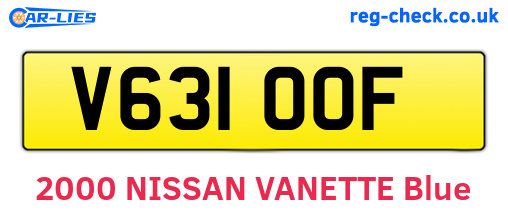 V631OOF are the vehicle registration plates.