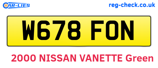 W678FON are the vehicle registration plates.