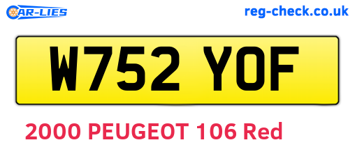 W752YOF are the vehicle registration plates.
