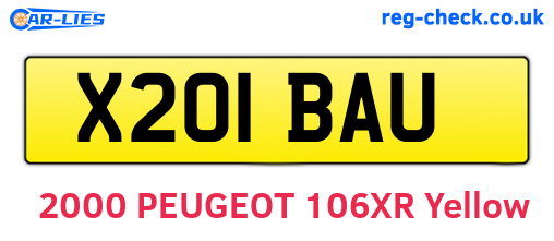 X201BAU are the vehicle registration plates.