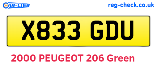 X833GDU are the vehicle registration plates.